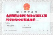 太原钢铁(集团)有限公司职工钢铁学院毕业证样本图片