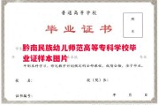 黔南民族幼儿师范高等专科学校毕业证样本图片