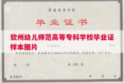 钦州幼儿师范高等专科学校毕业证样本图片
