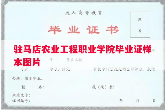 驻马店农业工程职业学院毕业证样本图片