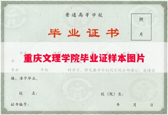 重庆文理学院毕业证样本图片