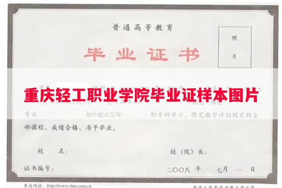 重庆轻工职业学院毕业证样本图片