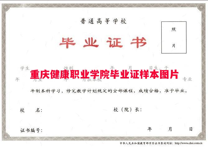 重庆健康职业学院毕业证样本图片