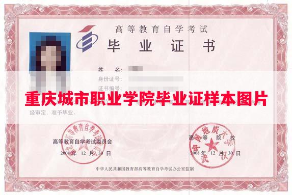重庆城市职业学院毕业证样本图片