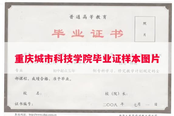 重庆城市科技学院毕业证样本图片