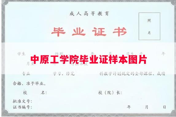 中原工学院毕业证样本图片
