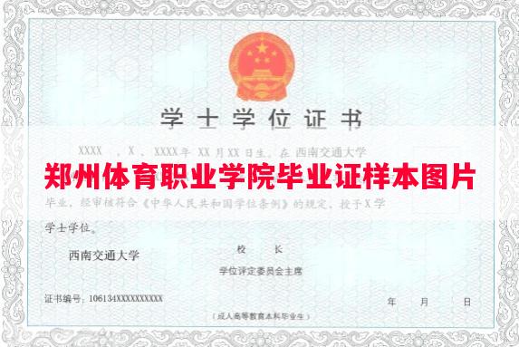 郑州体育职业学院毕业证样本图片