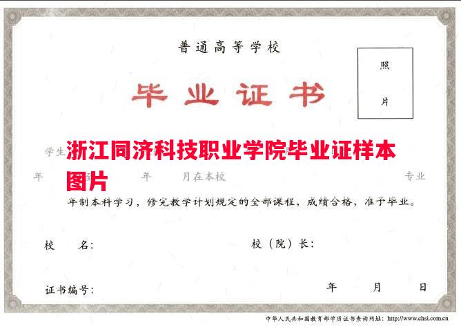 浙江同济科技职业学院毕业证样本图片