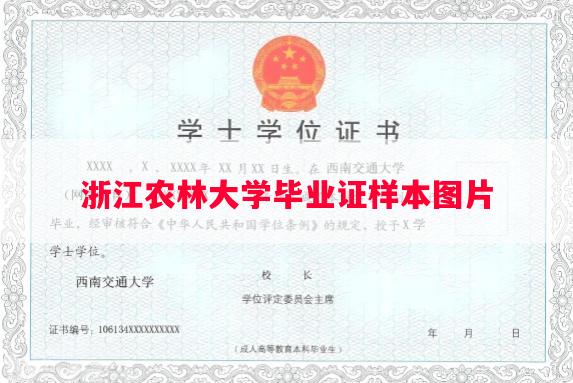 浙江农林大学毕业证样本图片