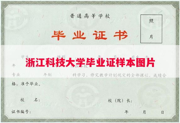 浙江科技大学毕业证样本图片