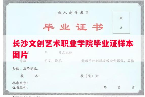 长沙文创艺术职业学院毕业证样本图片