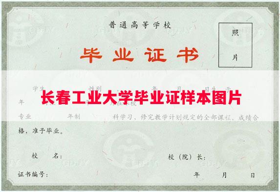 长春工业大学毕业证样本图片
