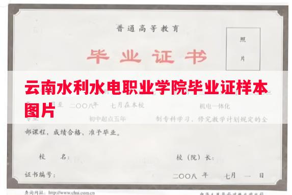 云南水利水电职业学院毕业证样本图片