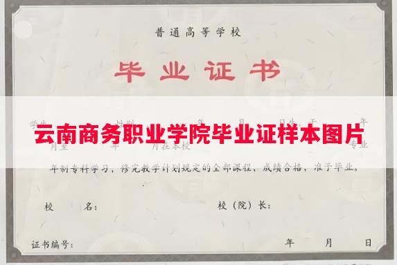 云南商务职业学院毕业证样本图片
