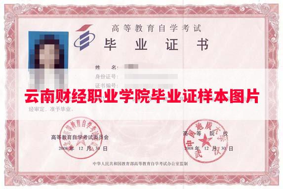 云南财经职业学院毕业证样本图片