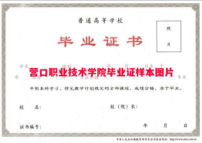营口职业技术学院毕业证样本图片