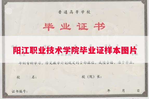 阳江职业技术学院毕业证样本图片