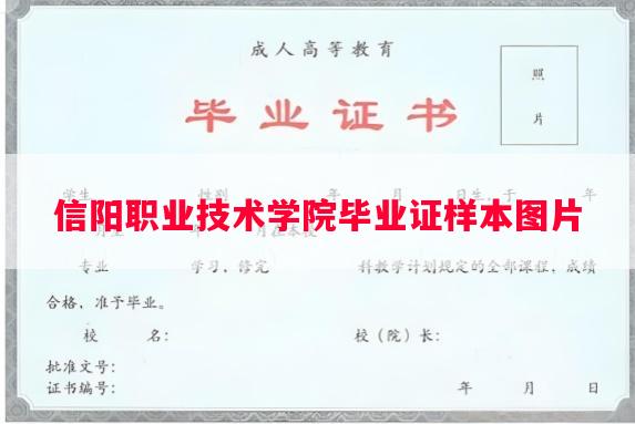 信阳职业技术学院毕业证样本图片