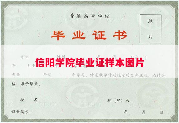 信阳学院毕业证样本图片