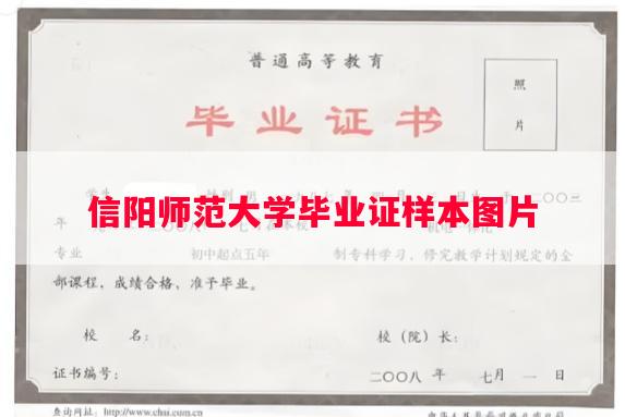 信阳师范大学毕业证样本图片