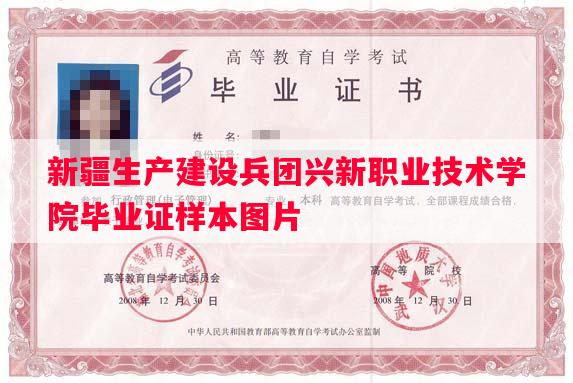 新疆生产建设兵团兴新职业技术学院毕业证样本图片