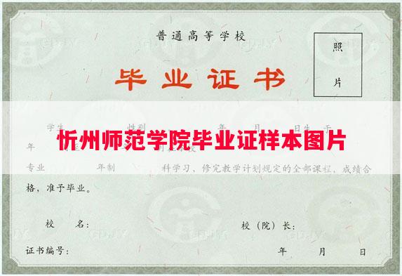 忻州师范学院毕业证样本图片