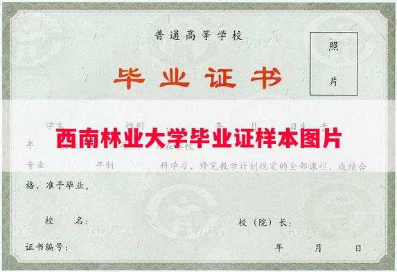 西南林业大学毕业证样本图片