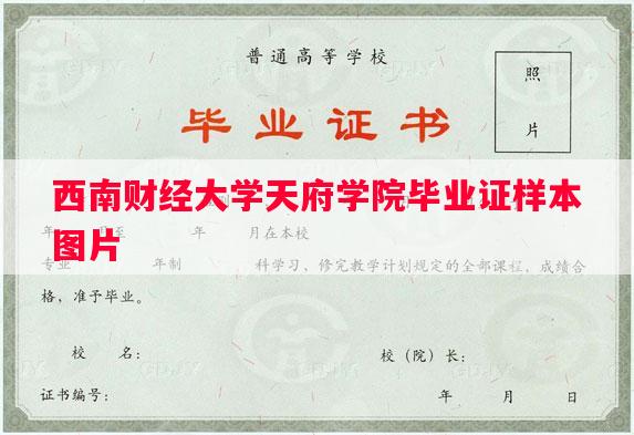 西南财经大学天府学院毕业证样本图片