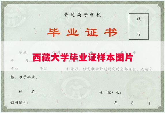 西藏大学毕业证样本图片
