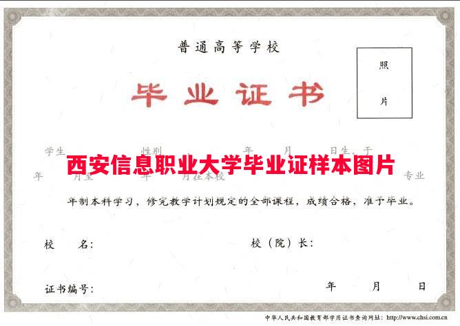 西安信息职业大学毕业证样本图片
