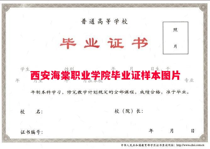 西安海棠职业学院毕业证样本图片