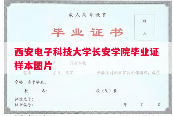 西安电子科技大学长安学院毕业证样本图片