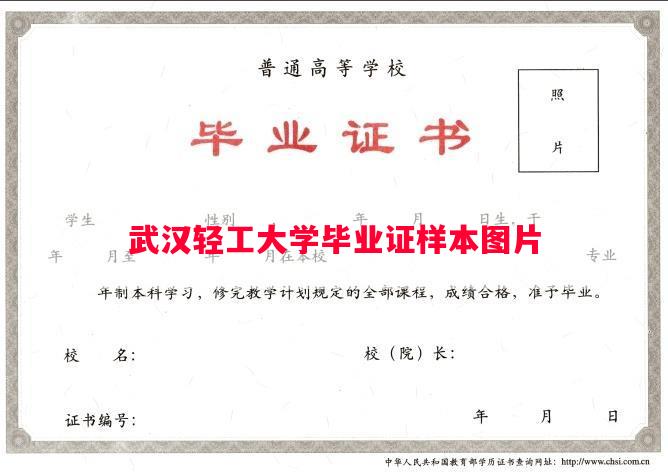 武汉轻工大学毕业证样本图片