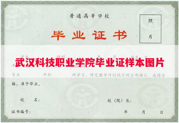 武汉科技职业学院毕业证样本图片