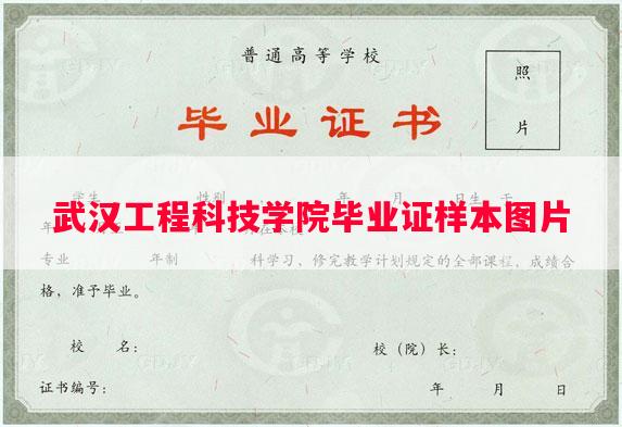 武汉工程科技学院毕业证样本图片