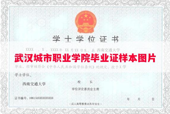 武汉城市职业学院毕业证样本图片