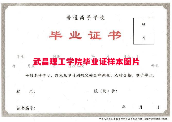 武昌理工学院毕业证样本图片