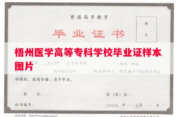 梧州医学高等专科学校毕业证样本图片