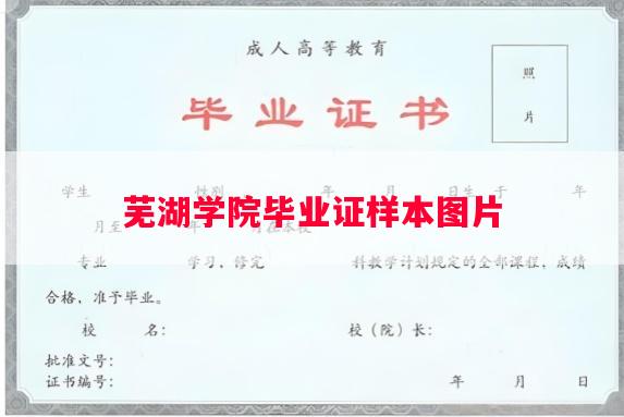 芜湖学院毕业证样本图片