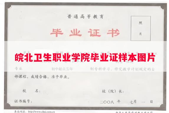皖北卫生职业学院毕业证样本图片