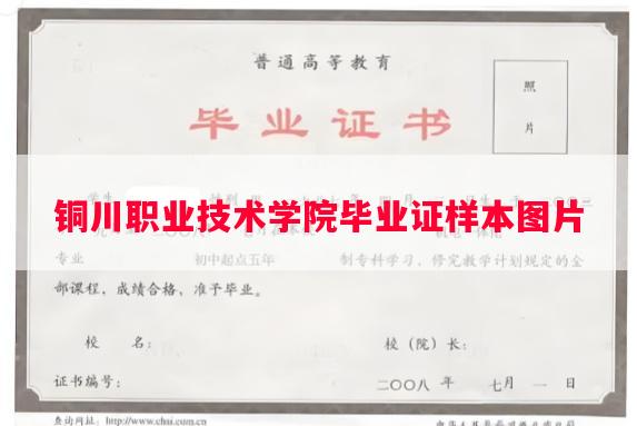 铜川职业技术学院毕业证样本图片