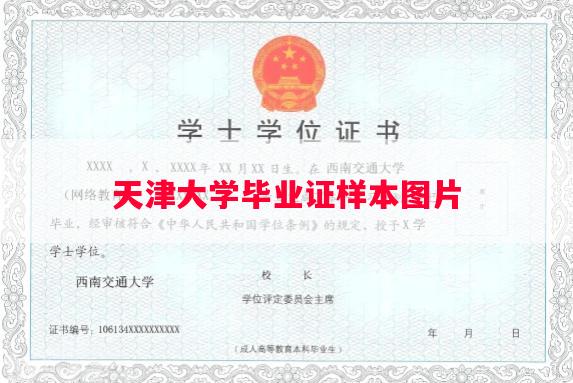 天津大学毕业证样本图片