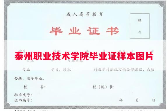 泰州职业技术学院毕业证样本图片