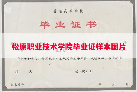 松原职业技术学院毕业证样本图片