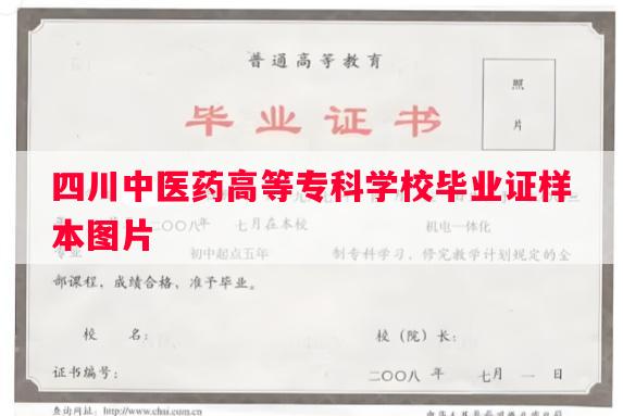 四川中医药高等专科学校毕业证样本图片