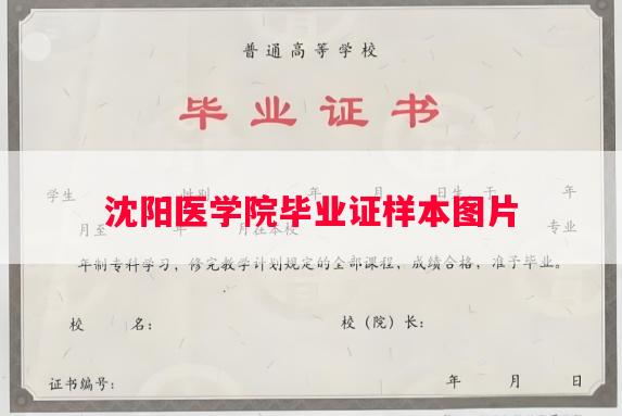 沈阳医学院毕业证样本图片