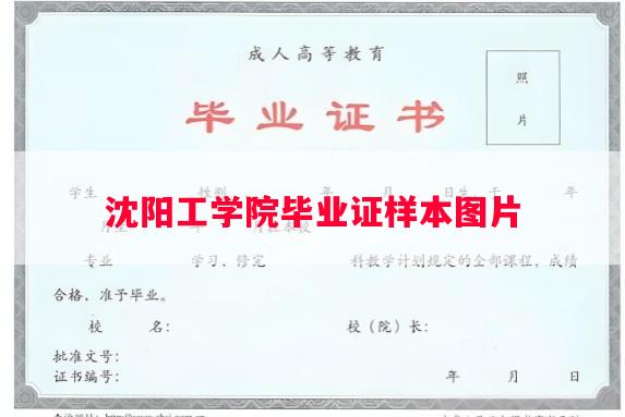 沈阳工学院毕业证样本图片