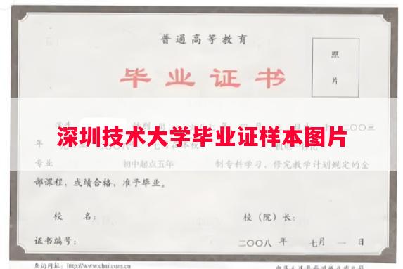 深圳技术大学毕业证样本图片