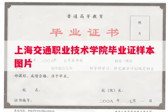 上海交通职业技术学院毕业证样本图片