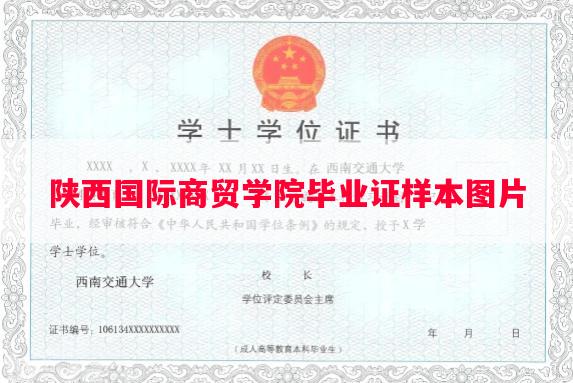 陕西国际商贸学院毕业证样本图片
